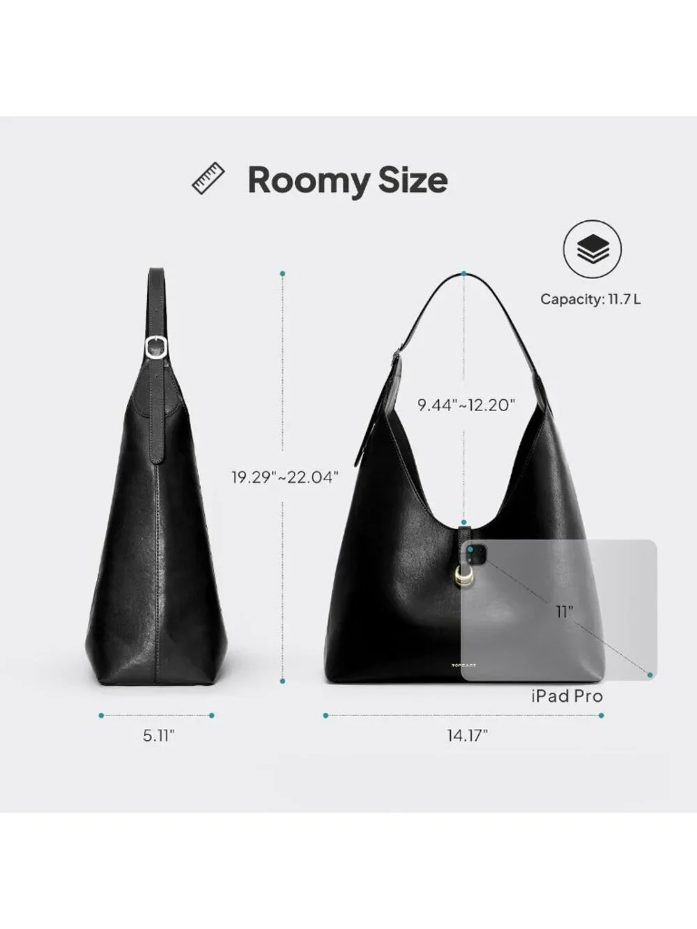 Chic Slouchy Hobo Bag for Women, Large PU Leather Shoulder Tote with Wallet